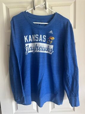 adidas Royal Blue Kansas Jayhawks Pullover Sweatshirt